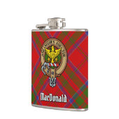 Clan MacDonald van Keppoch Crest over Tartan Heupfles (Links)