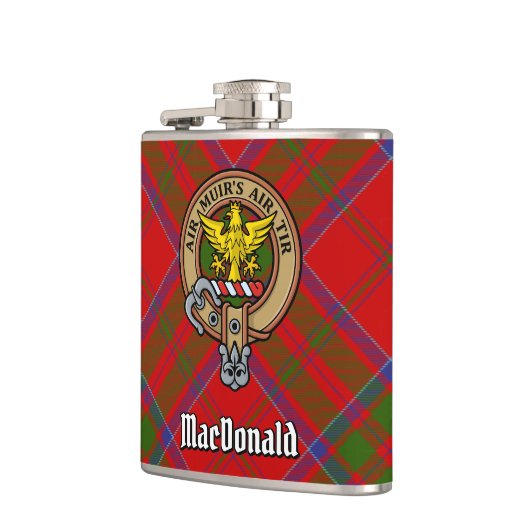 Clan MacDonald van Keppoch Crest over Tartan Heupfles (Links)