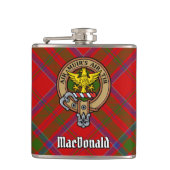Clan MacDonald van Keppoch Crest over Tartan Heupfles (Voorkant)