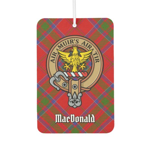 Clan MacDonald van Keppoch Crest over Tartan Luchtverfrisser (Voorkant)