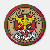 Clan MacDonald van Keppoch Crest over Tartan Magneet (Voorkant)