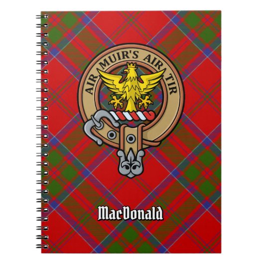 Clan MacDonald van Keppoch Crest over Tartan Notitieboek (Voorkant)