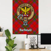 Clan MacDonald van Keppoch Crest over Tartan Poster (Thuiskantoor)