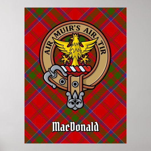 Clan MacDonald van Keppoch Crest over Tartan Poster (Voorkant)