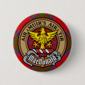 Clan MacDonald van Keppoch Crest over Tartan Ronde Button 5,7 Cm (Voorkant)