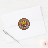 Clan MacDonald van Keppoch Crest over Tartan Ronde Sticker (Envelop)