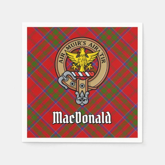 Clan MacDonald van Keppoch Crest over Tartan Servet (Voorkant)