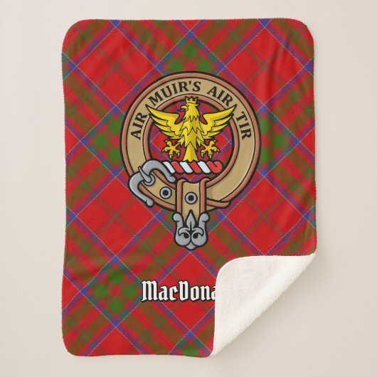 Clan MacDonald van Keppoch Crest over Tartan Sherpa Deken (Voorkant)