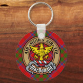 Clan MacDonald van Keppoch Crest over Tartan Sleutelhanger (Voorkant)