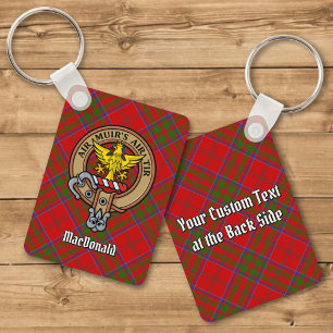 Clan MacDonald van Keppoch Crest over Tartan Sleutelhanger