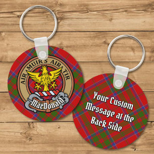 Clan MacDonald van Keppoch Crest over Tartan Sleutelhanger