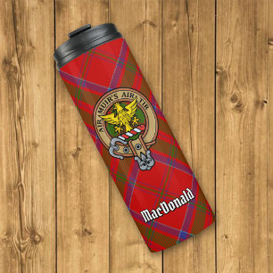 Clan MacDonald van Keppoch Crest over Tartan Thermosbeker