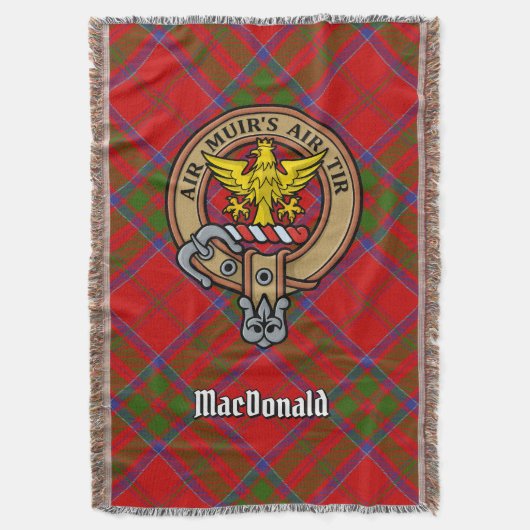 Clan MacDonald van Keppoch Wapen over Tartan Deken (Voorkant Verticaal)