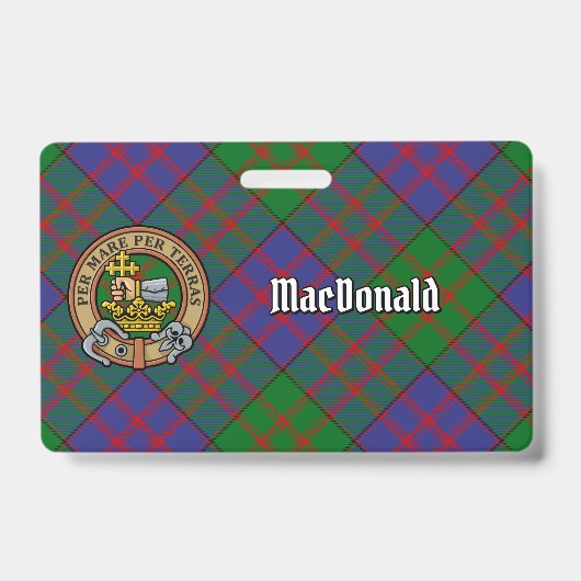Clan MacDonald Wapen over Tartan Badge (Voorzijde)
