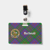 Clan MacDonald Wapen over Tartan Badge (Voorzijde met clip)