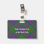 Clan MacDonald Wapen over Tartan Badge (Achterkant met clip)