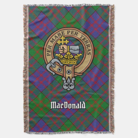 Clan MacDonald wapenschild over tartan Deken (Voorkant Verticaal)
