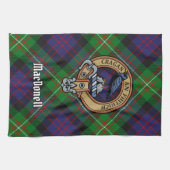 Clan MacDonell of Glengarry Crest over Tartan Theedoek (Horizontaal)