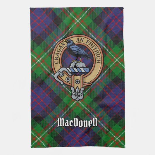 Clan MacDonell of Glengarry Crest over Tartan Theedoek (Verticaal)