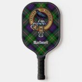 Clan MacDonell van Glengarry Wapen boven Tartan Pickleball Paddle (Voorkant)
