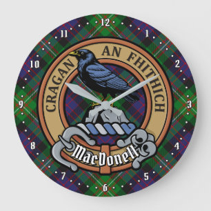 Clan MacDonell van Glengarry Wapen over Tartan Grote Klok