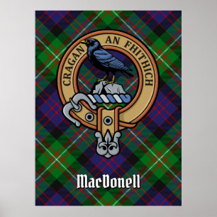Clan MacDonell van Glengarry Wapen over Tartan Poster
