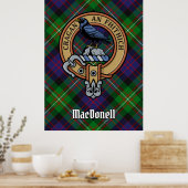 Clan MacDonell van Glengarry Wapen over Tartan Poster (Keuken)