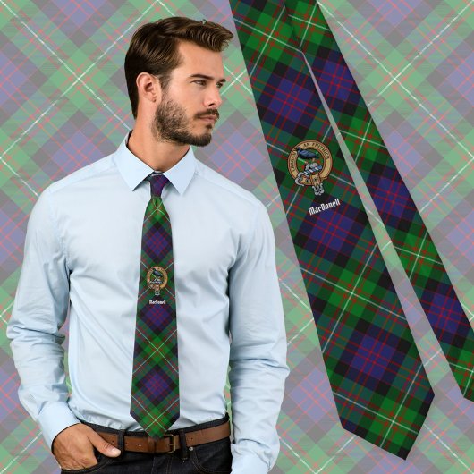 Clan MacDonell van Glengarry Wapen over Tartan Stropdas