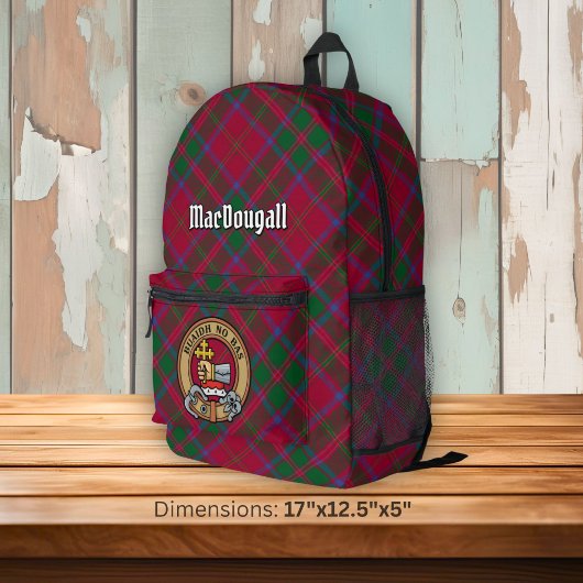 Clan MacDougall Crest over tartan Bedrukte Rugzak