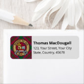Clan MacDougall Crest over Tartan Etiket (Insitu)