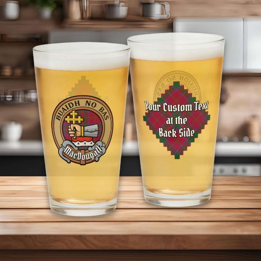 Clan MacDougall Crest over Tartan Glas