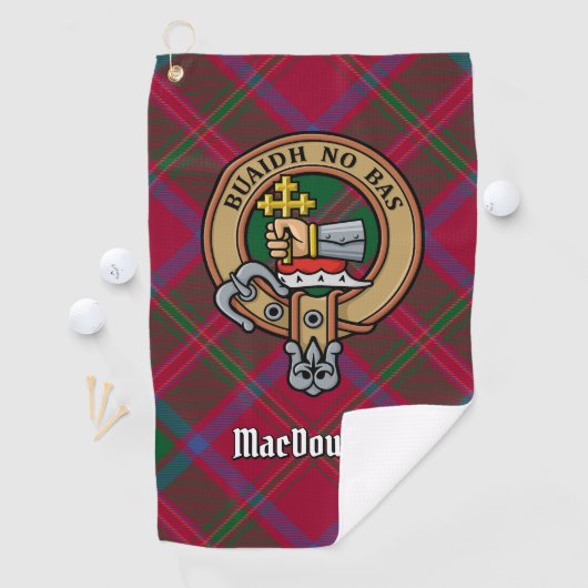 Clan MacDougall Crest over Tartan Golfhanddoek (Insitu)