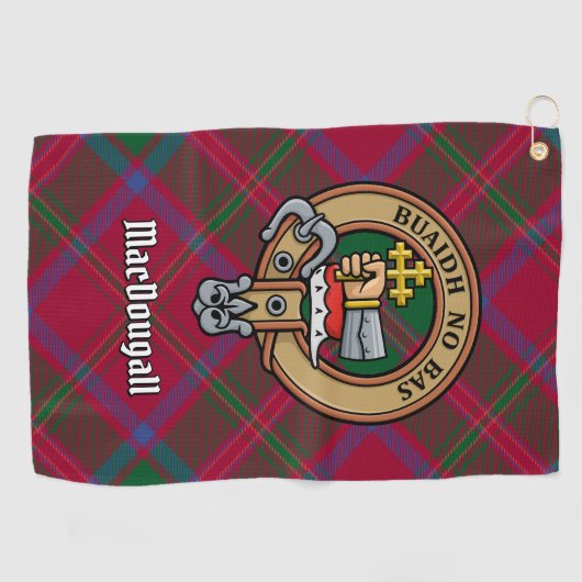 Clan MacDougall Crest over Tartan Golfhanddoek (Horizontaal)