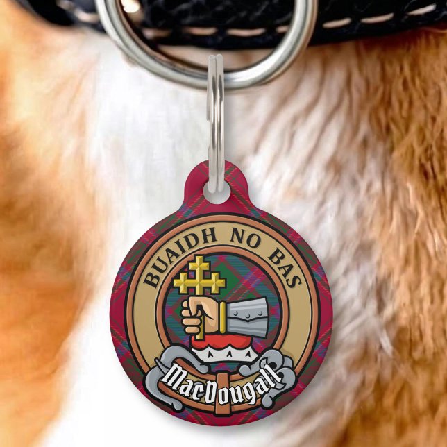 Clan MacDougall Crest over tartan Huisdierpenning (Creator heeft geüpload)