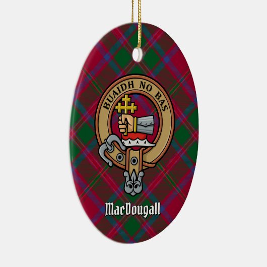 Clan MacDougall Crest over Tartan Keramisch Ornament (Rechts)
