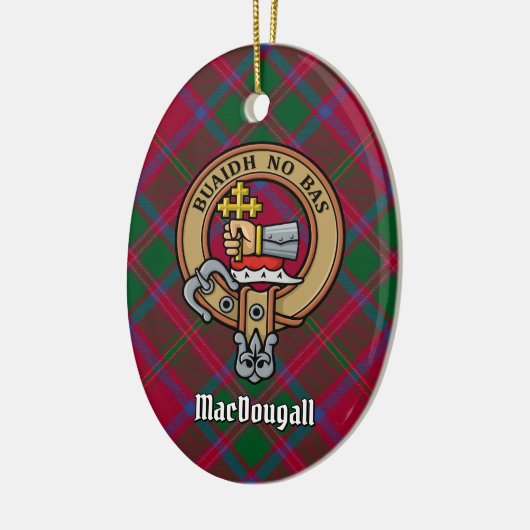 Clan MacDougall Crest over Tartan Keramisch Ornament (Links)
