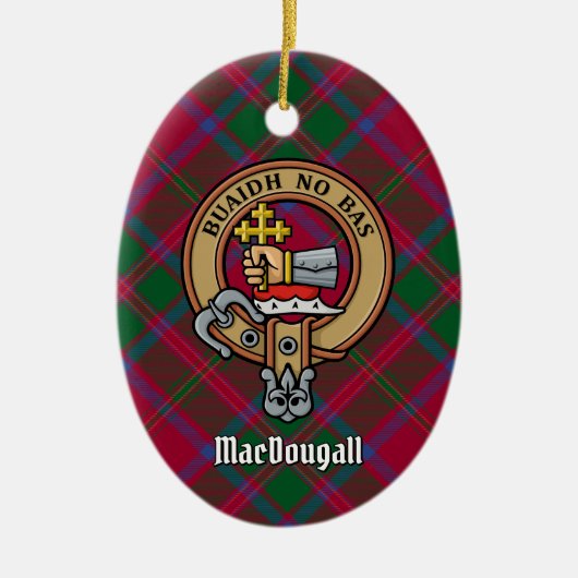 Clan MacDougall Crest over Tartan Keramisch Ornament (Voorkant)