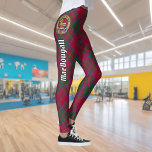 Clan MacDougall Crest over Tartan Leggings<br><div class="desc">Clan MacDougall kam badge omgeven door een riem en gesp over tartan achtergrond. Eigen Tekst.</div>