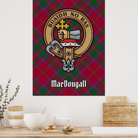 Clan MacDougall Crest over Tartan Poster (Keuken)