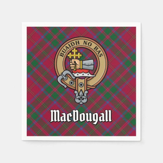 Clan MacDougall Crest over Tartan Servet (Voorkant)