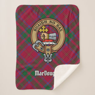 Clan MacDougall Crest over Tartan Sherpa Deken