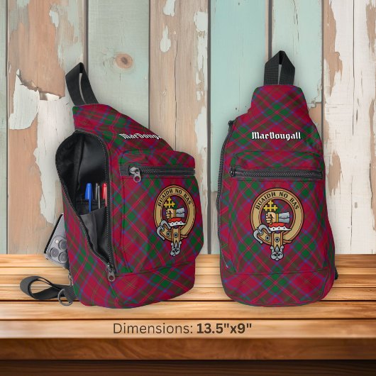 Clan MacDougall Crest over tartan Sling Bag