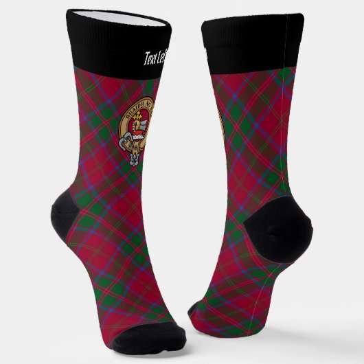 Clan MacDougall Crest over Tartan Sokken (Gebogen)