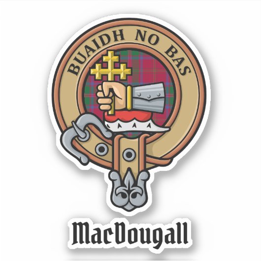 Clan MacDougall Crest over Tartan Sticker (Voorkant)