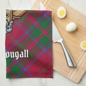 Clan MacDougall Crest over Tartan Theedoek (Quarter Fold)
