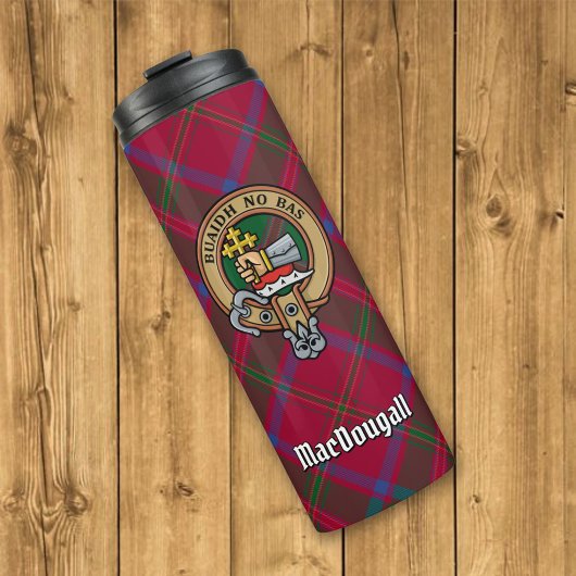 Clan MacDougall Crest over Tartan Thermosbeker