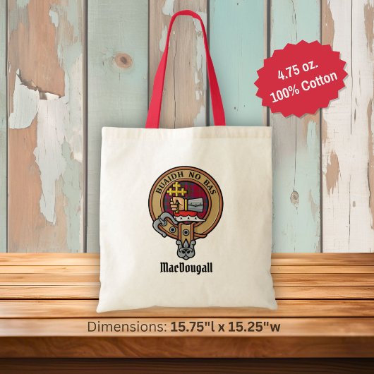 Clan MacDougall Crest over tartan Tote Bag