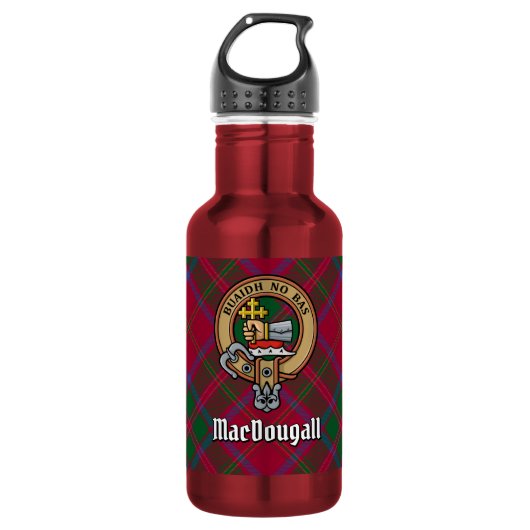Clan MacDougall Crest over tartan Waterfles (Voorkant)