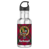Clan MacDougall Crest over Tartan Waterfles (Voorkant)