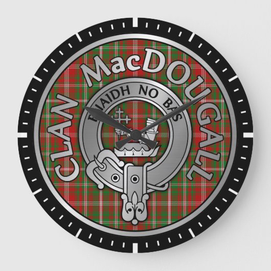 Clan MacDougall Crest & Tartan Grote Klok (Voorkant)